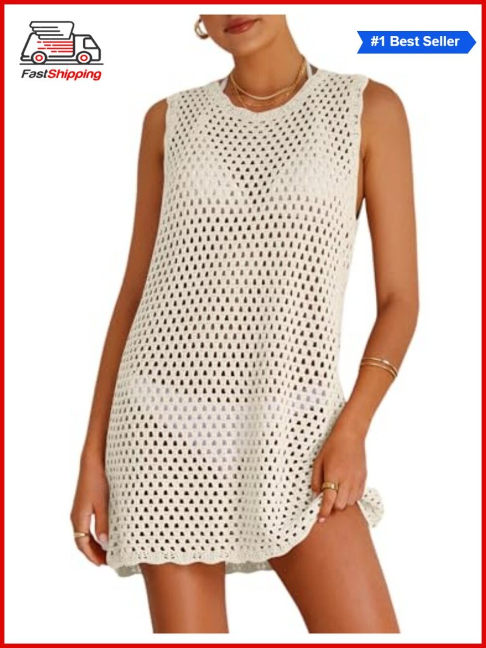 Women's Sleeveless Knit Swimsuit Cover Up Beach Bathing Suit Coverup